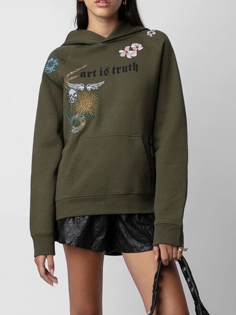 Zadig & Voltaire Greorgy Holly Hoodie Olive Green - Picture 4 of 11